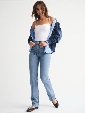 Abercrombie and Fitch “The 90s Slim Straight” Ultra High Rise Light Wash Jeans